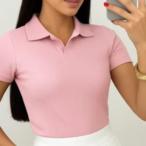 Blusa Feminina Gola Polo Básica Premium – Conforto e Estilo Casual
