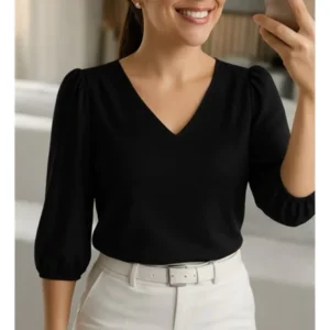 Blusa Feminina Novas Cores Modelo Social Manga 3/4 Moda Promoção Tecido Crepe