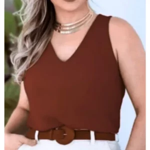 Blusa Regata Feminina Alça Larga Grossa Duna Lisa Básica Elegante