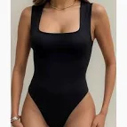 Body Feminino Suplex Alça Larga Decote Quadrado Sem Manga Collant