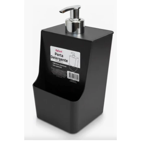 Porta Detergente 550ml Preto Xplast – Organizador de Pia Cozinha Plástico