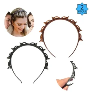 Tiara de Dupla Camada Presilha Bandas de Cabelo Plástico Trançado